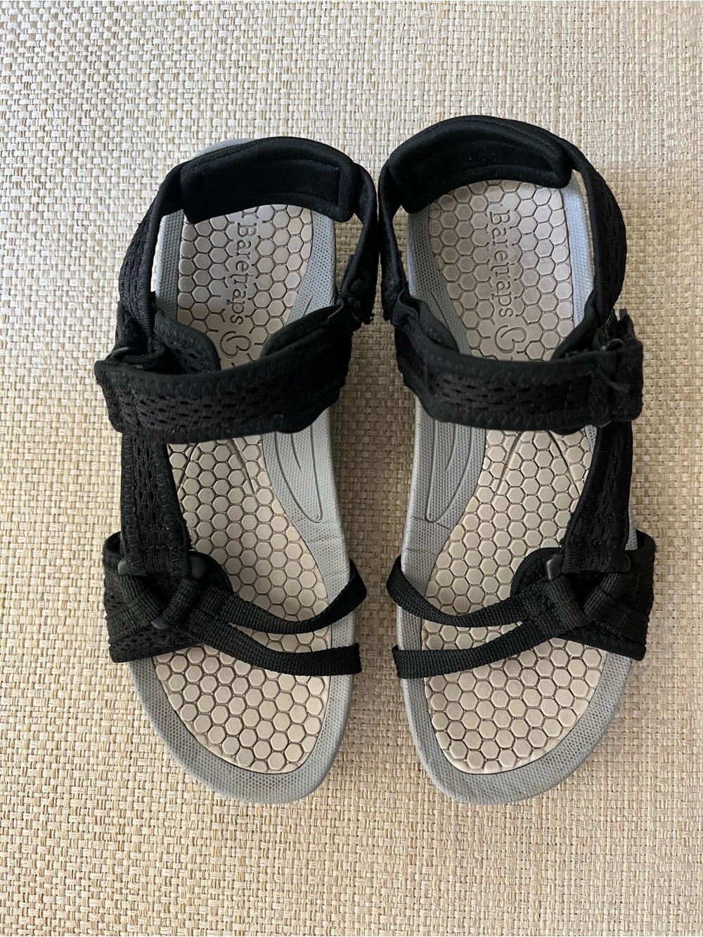 BareTraps Black and Gray Women's Adjustable Sport Sandals Sz 6.5
